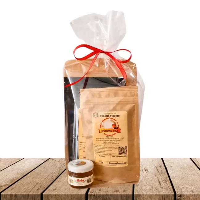 Dárkový výhodný degustační set sypaných čajů (3x50g) + med Darbo