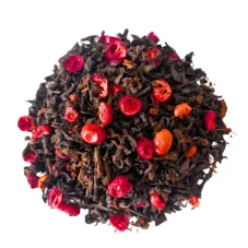 Pu erh jahoda-brusinka - červený sypaný čaj
