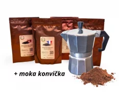 Degustační kávový balíček + Moka konvice