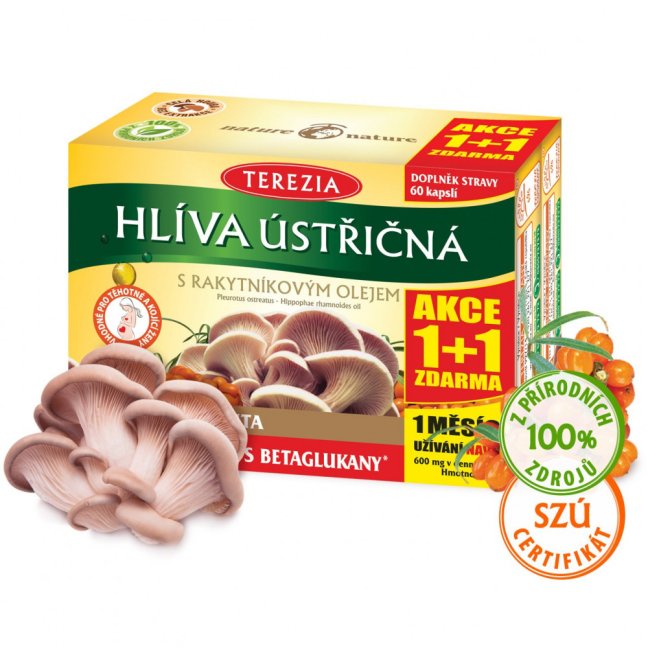 Hlíva ústřičná s rakytníkovým olejem 60 + 60 kapslí min trv. 31.3.2023