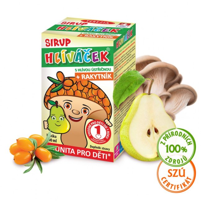Hlíváček sirup s hlívou a rakytníkem - příchuť hruška MIn.trv. 31.7.2022