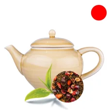 Pu erh jahoda-brusinka - červený sypaný čaj