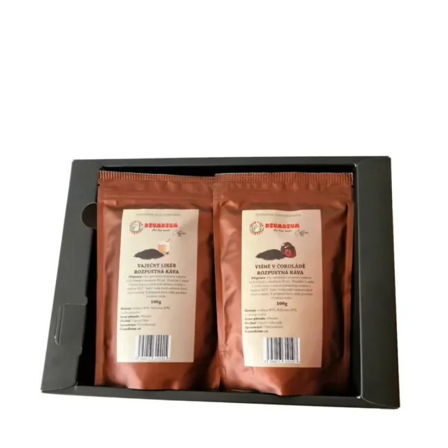 Degustační balíček kávy - ochucená ROZPUSTNÁ 4x100g, černý box