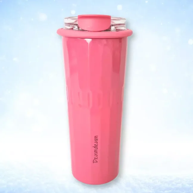 Termohrnek s brčkem - růžový