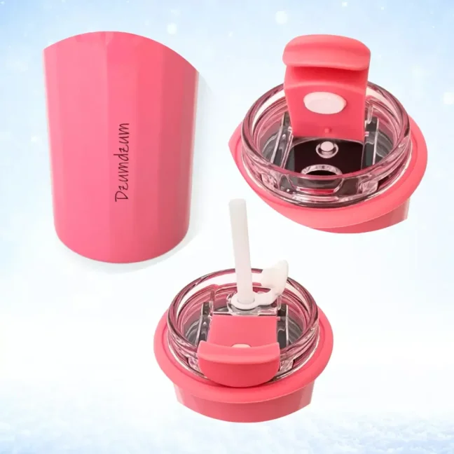 Termohrnek s brčkem - růžový