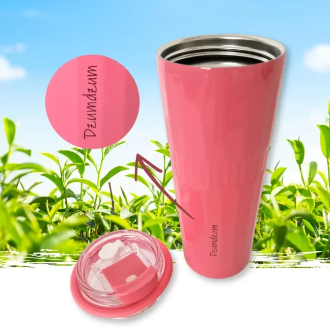 Termohrnek s brčkem - růžový