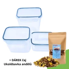 Sada uzavíratelných plastových dóz + Dárek - čaj Ukolébavka andělů