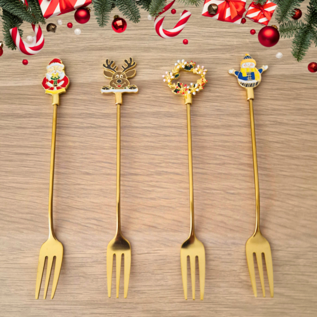 Vánoční dezertní vidlička 4ks - dárkové balení