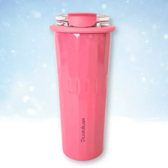 Termohrnek s brčkem - růžový