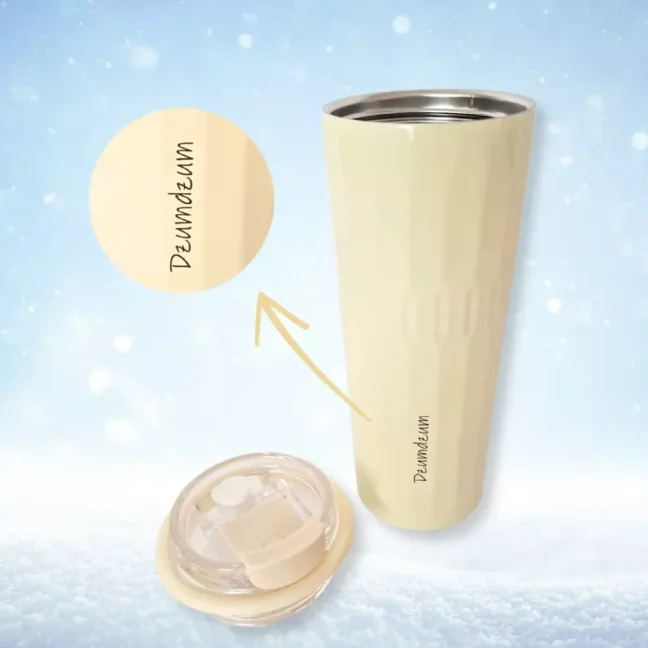 Termohrnek s brčkem - béžový