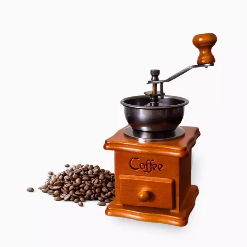 Dřevěný mlýnek na kávu v retro stylu