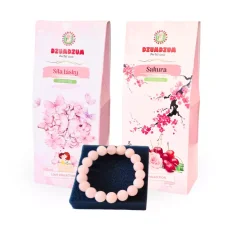 Valentýnský set čaje Love collection s luxusním náramkem z růženínu