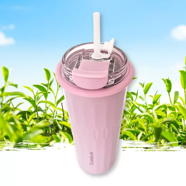 Termohrnek s brčkem - fialový